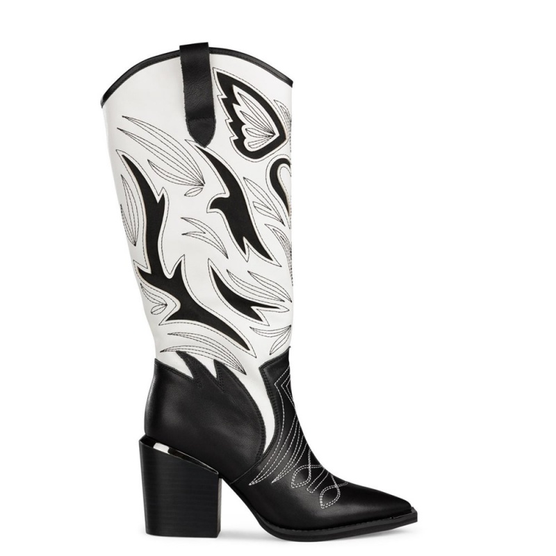 Bottes à Talons Alma En Pena Bicolour Embroidered Boot Bleu Femme | BZN-20970761